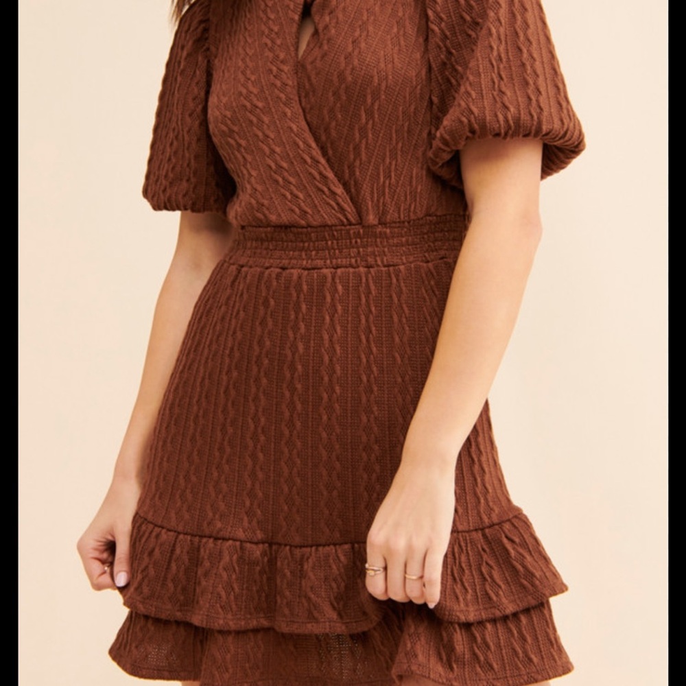 Chic Brown Knit Mini Dress